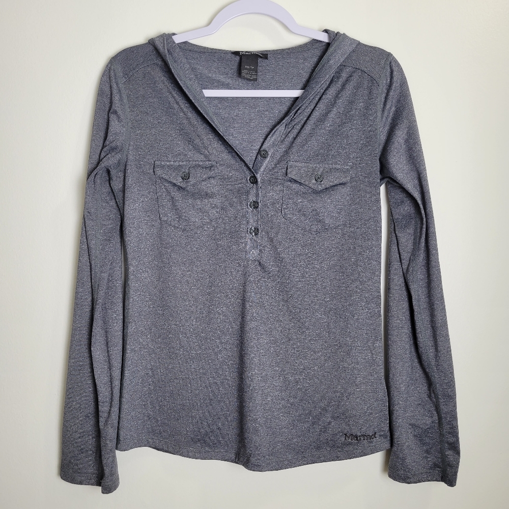 MARMOT Heather Grey Henry Cozy Comfy‎ Hoodie Top XS